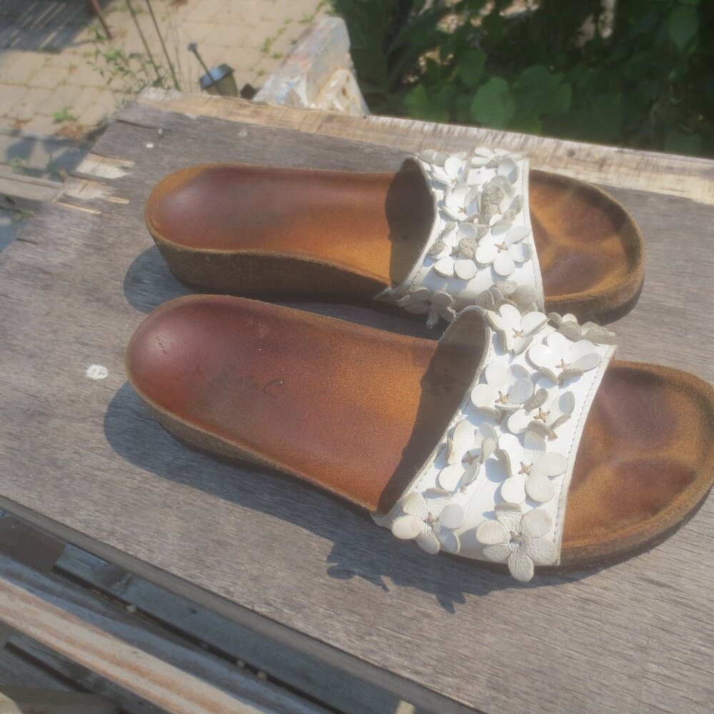 Sonia C Model Brina Slip on Sandals with Brand New Birkenstock Soles - Size 10.5